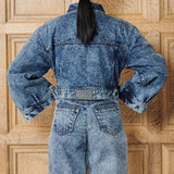 Camden Cropped Wide Sleeve Denim Jacket - Blue Wash