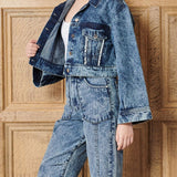 Camden Cropped Wide Sleeve Denim Jacket - Blue Wash