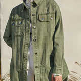 Rhea Oversized Denim Shirt - Green