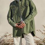 Rhea Oversized Denim Shirt - Green