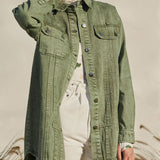 Rhea Oversized Denim Shirt - Green