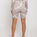Kinsley Printed High Rise Cycling Shorts - Taupe