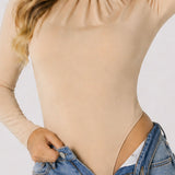 Vita Long Sleeve Mock Neck Bodysuit – Beige