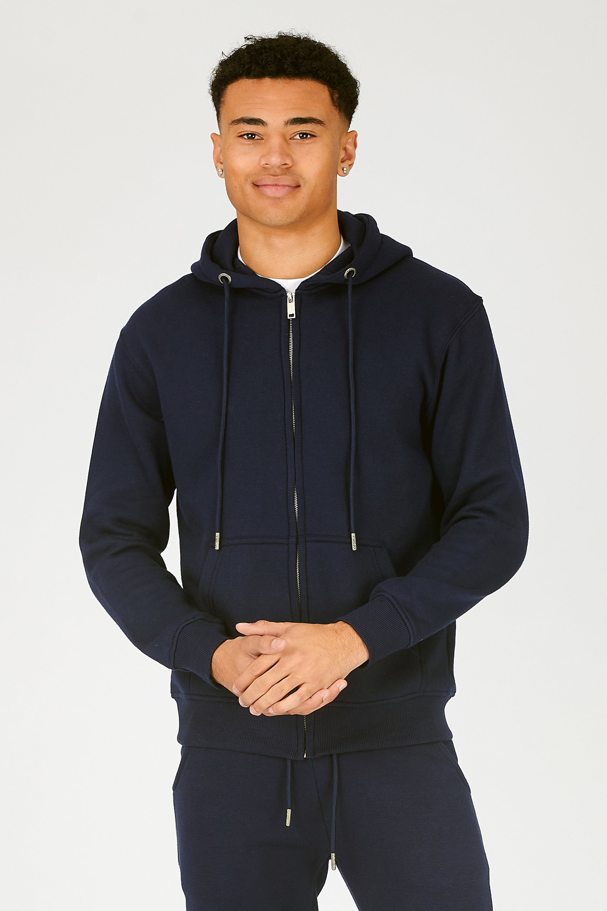 ZIP UP HOODIE - NAVY BLUE -  Men's Loungewear Hoodies