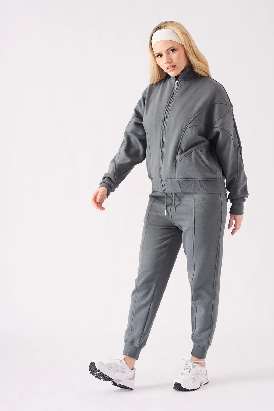 ZIP UP SWEATSHIRT - GREY -  Women's Zip-up Sweatshirts