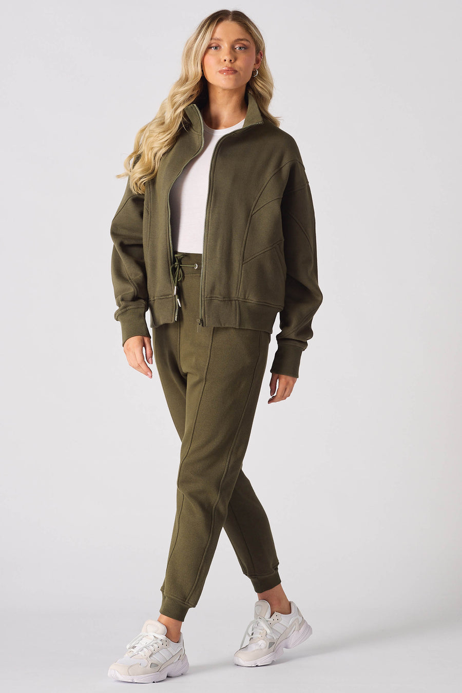 ZIP UP SWEATSHIRT - KHAKI -  Women's Zip-up Sweatshirts