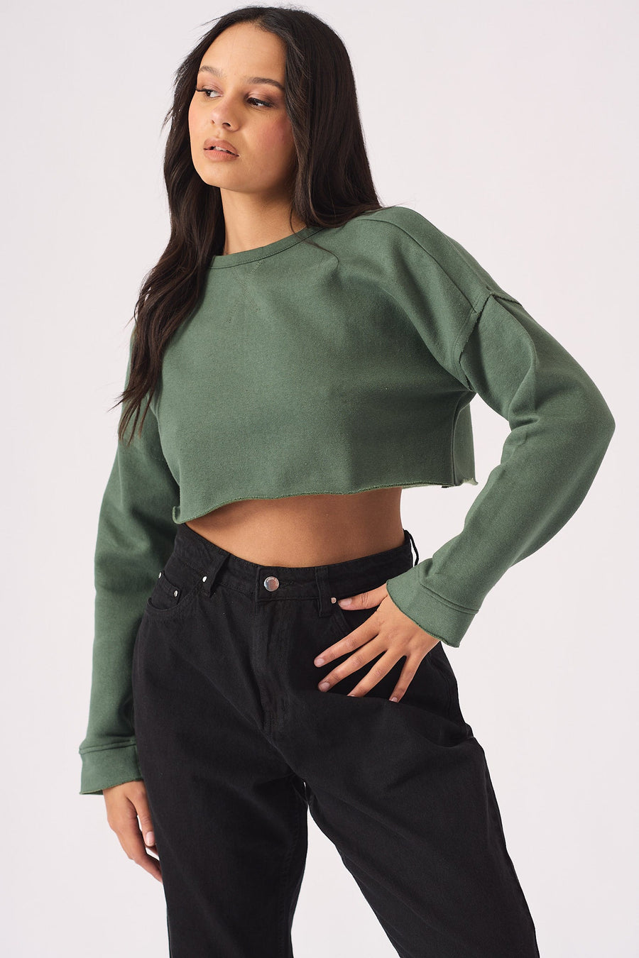 Aline Cropped Jumper – Green - JMOJO - Women's Cropped Jumper