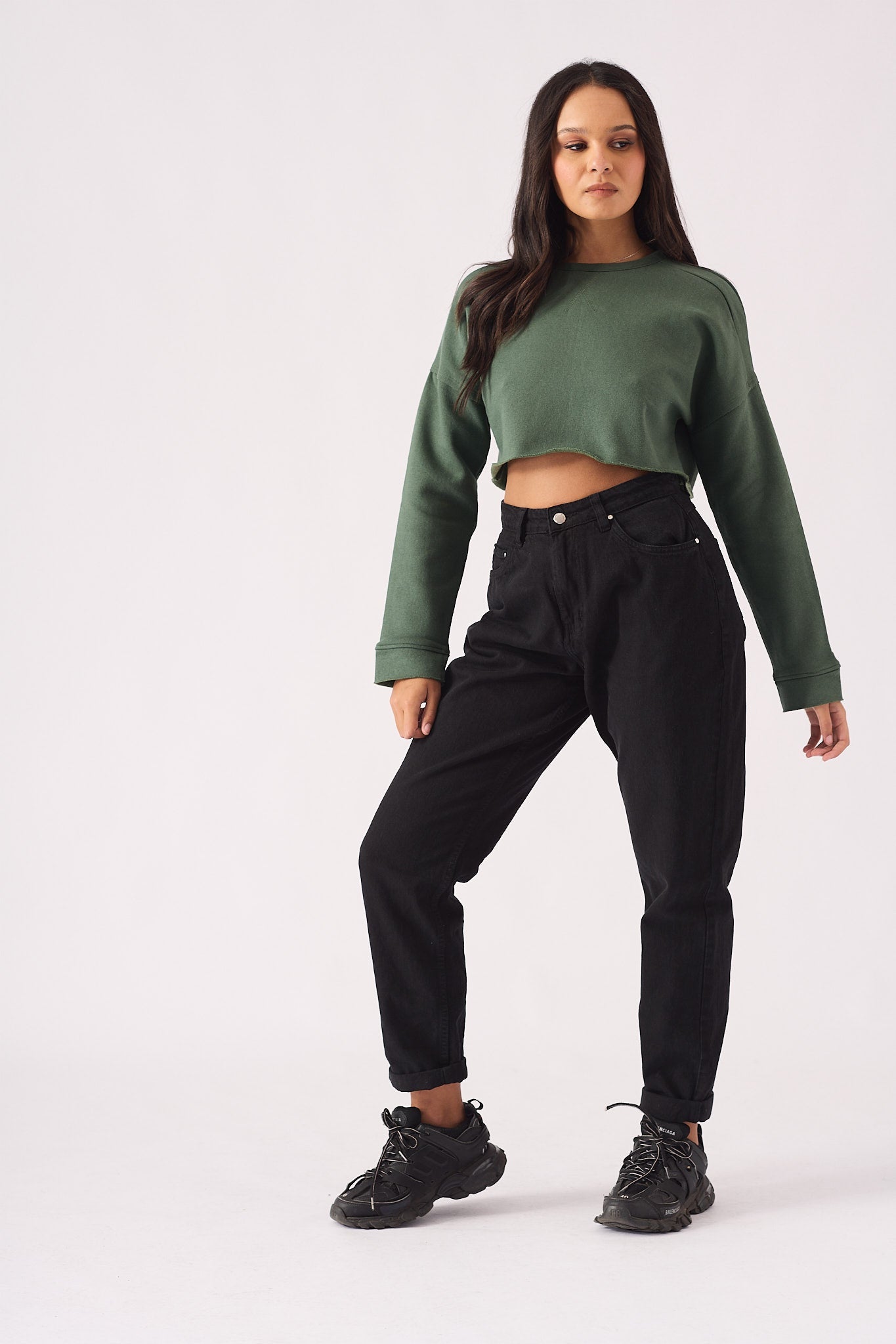 Aline Cropped Jumper – Green - JMOJO - Women's Cropped Jumper