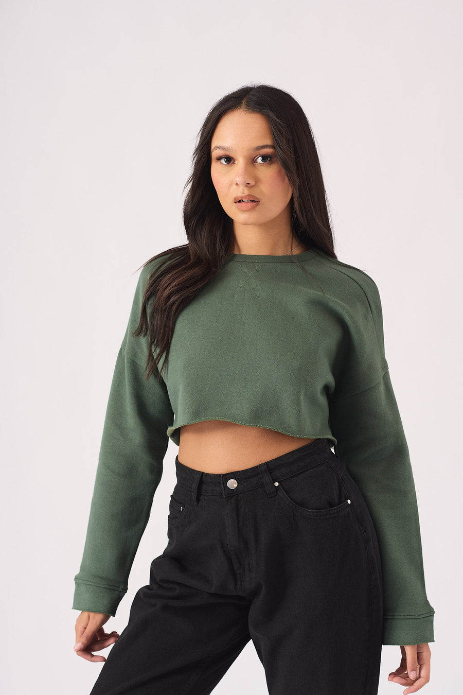 Aline Cropped Jumper – Green - JMOJO - Women's Cropped Jumper