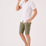 ALSTON Stretch Slim Fit Chino Shorts - Khaki - JMOJO - Men's Chino Shorts