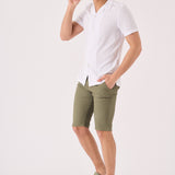 ALSTON Stretch Slim Fit Chino Shorts - Khaki - JMOJO - Men's Chino Shorts