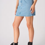 Arya High Waisted Mini Denim Skirt – Light Blue Wash - JMOJO - Women's Denim Skirts