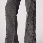 ASTRA Grey Ruched High Waisted Flare Jeans - Grey - JMOJO - Women's Flare Jeans