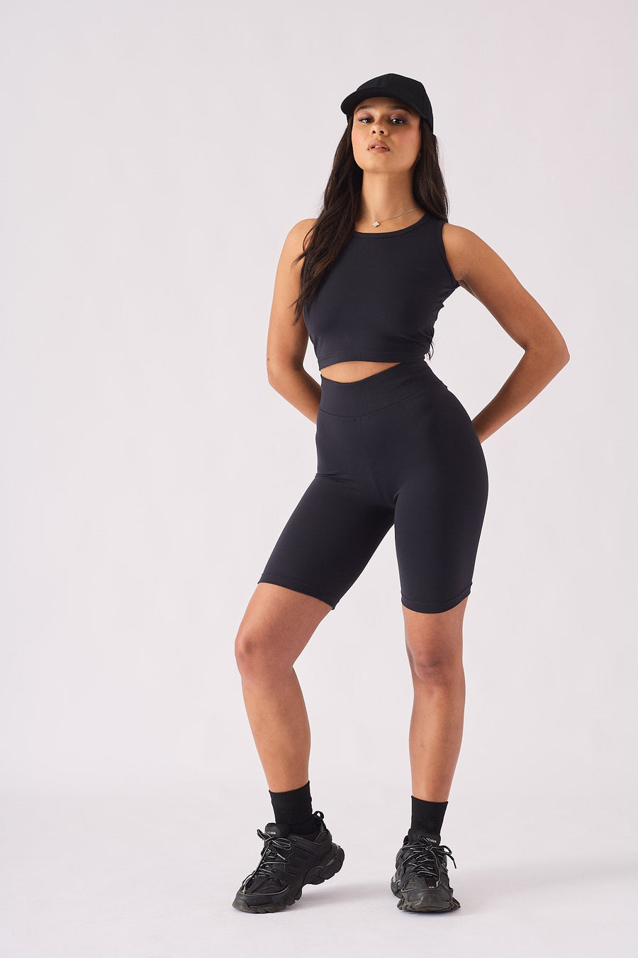 ATHLEISURE CYCLING SHORTS - BLACK - JMOJO - Women's Athleisure Shorts