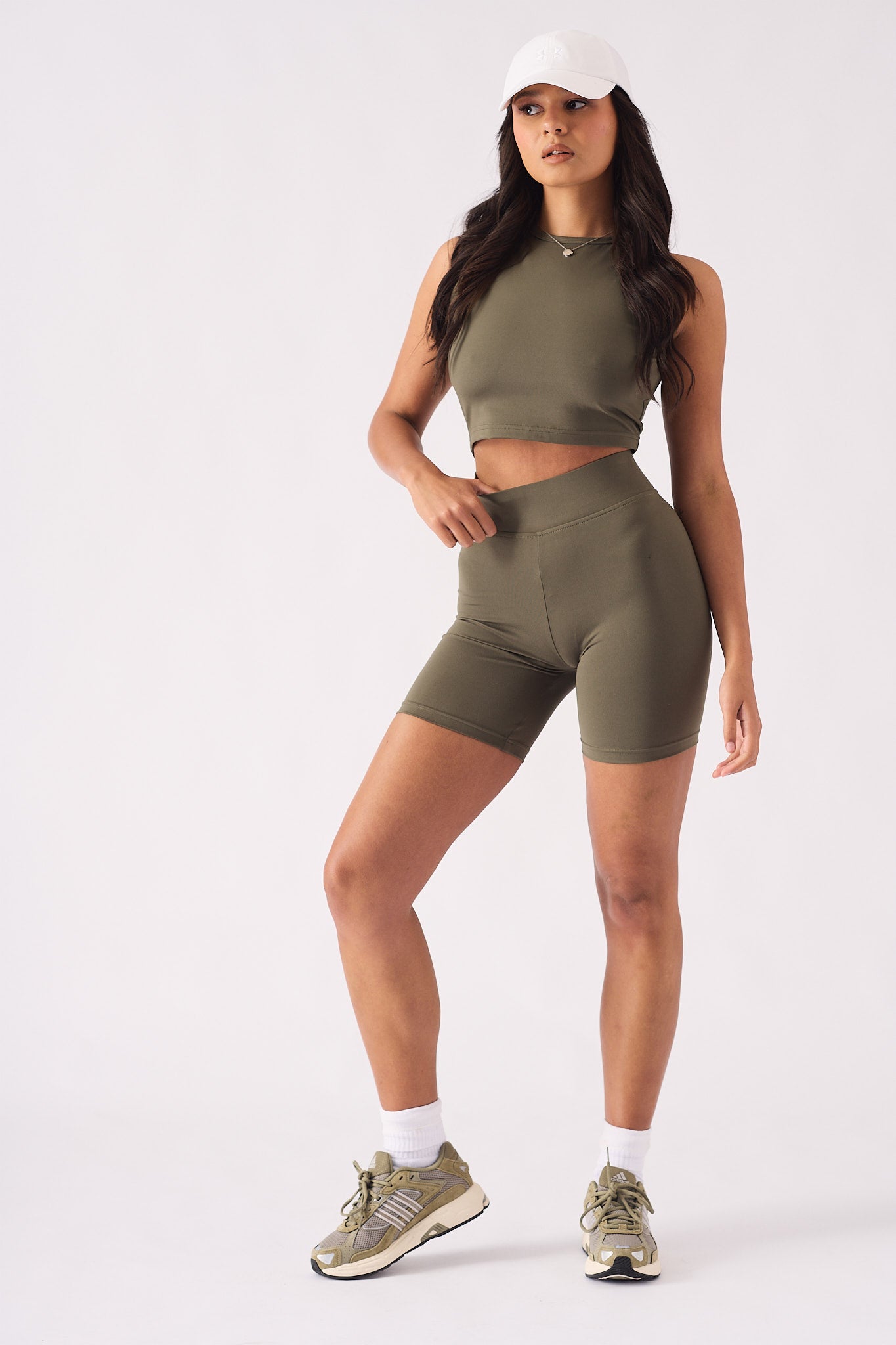 ATHLEISURE CYCLING SHORTS - KHAKI - JMOJO - Women's Athleisure Shorts