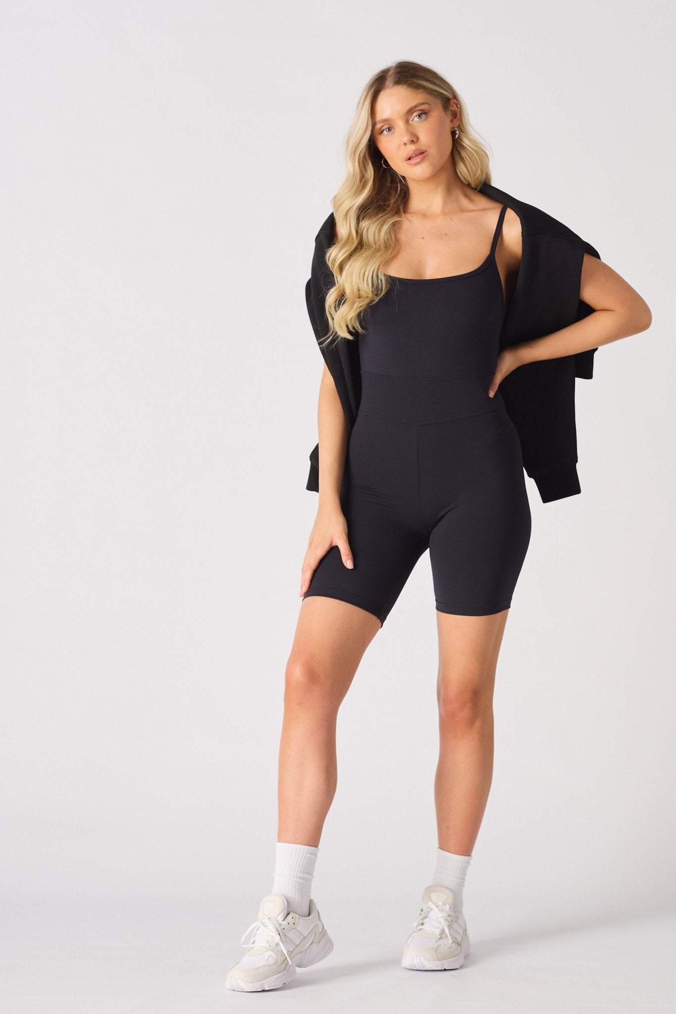 ATHLEISURE STRAPPY UNITARD - BLACK - JMOJO - Women's Athleisure Strappy