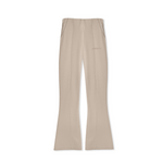 Beige waffle flared joggers flat front lay