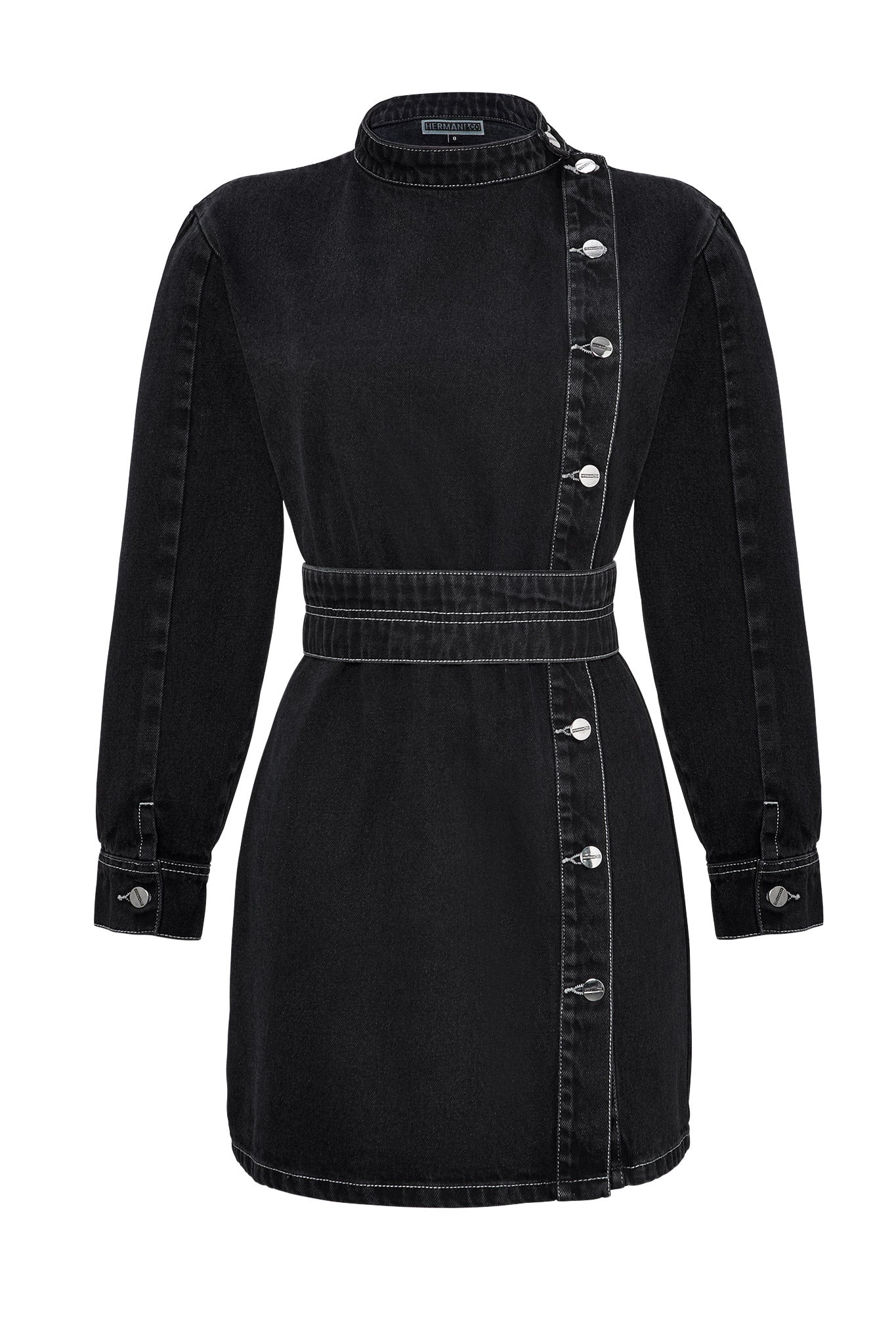 black-asymmetric-denim-dress-belt-detail