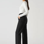 Black cut out straight leg jeans side profile fit