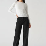 Black denim cut out straight leg jeans casual fit