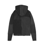 flat lay back view of black panelled hoodie