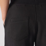Close up of the back pocket on these premium black relaxed fit joggers womens.