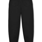 Back view of the women's black tapered joggers laid flat