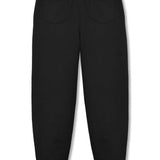 Back view of the women's black tapered joggers laid flat
