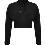Black zip neck sweatshirt front flat lay