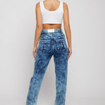 Bleach wash straight-leg jeans back view high-waisted