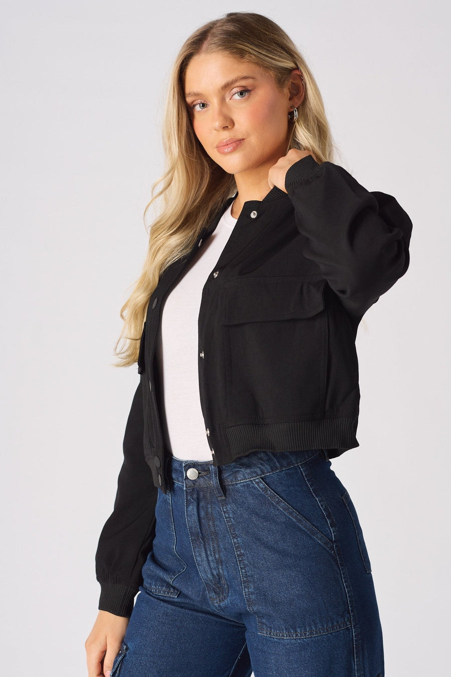 BOMBER JACKET - BLACK - JMOJO - Women's Bomber Jackets
