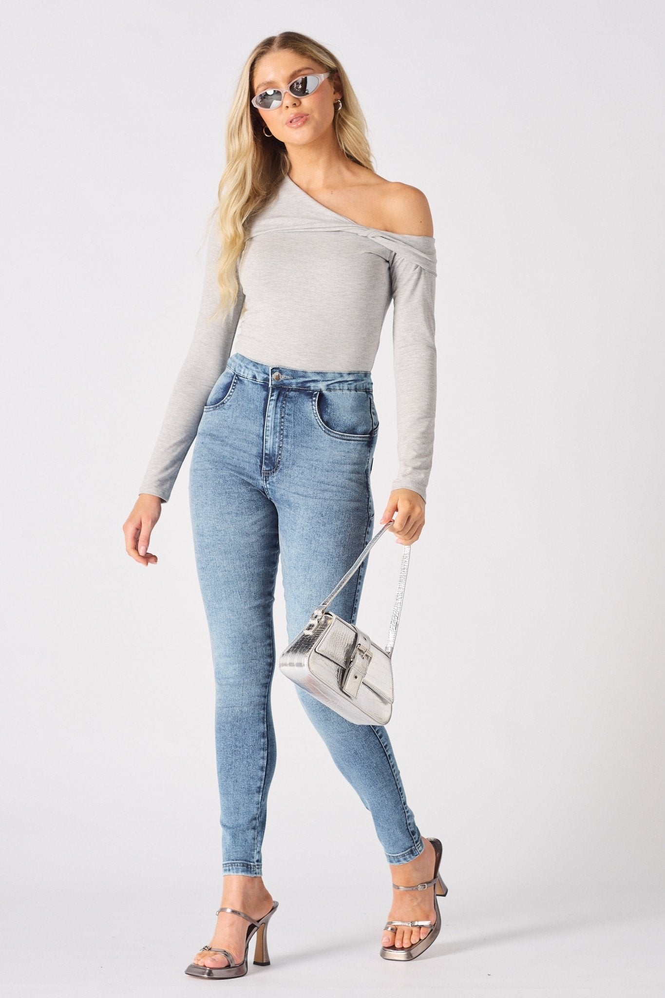 Booni Sculpt High Rise Stretch Skinny Jeans - Light Blue - JMOJO - Women's Skinny Jeans