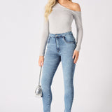 Booni Sculpt High Rise Stretch Skinny Jeans - Light Blue - JMOJO - Women's Skinny Jeans