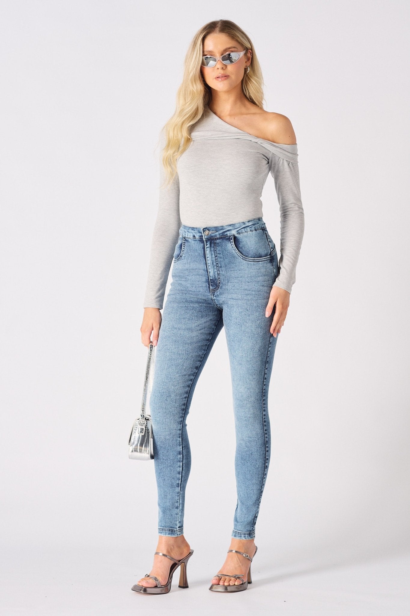 Booni Sculpt High Rise Stretch Skinny Jeans - Light Blue - JMOJO - Women's Skinny Jeans