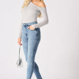 Booni Sculpt High Rise Stretch Skinny Jeans - Light Blue - JMOJO - Women's Skinny Jeans