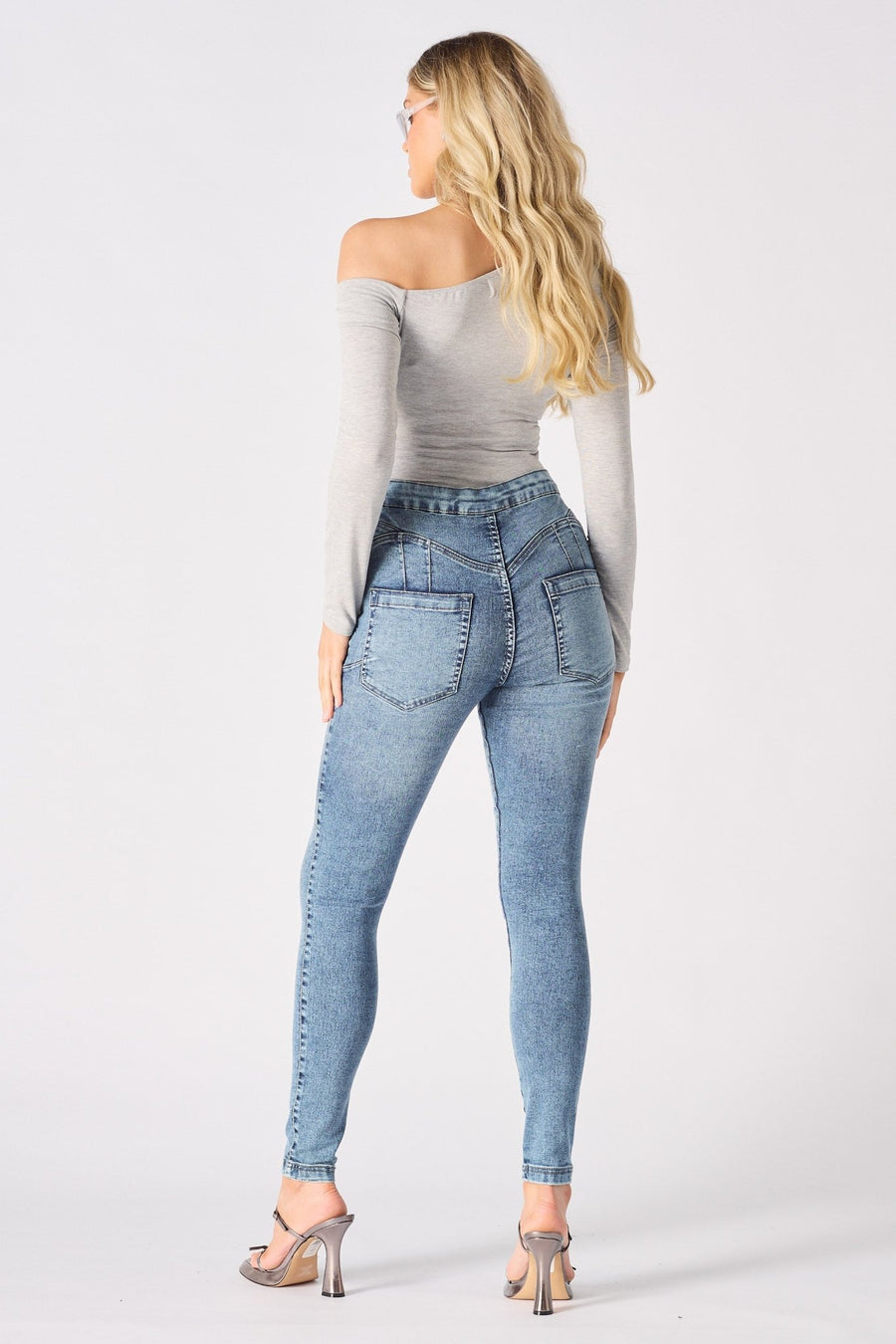 Booni Sculpt High Rise Stretch Skinny Jeans - Light Blue - JMOJO - Women's Skinny Jeans
