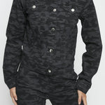 CAMO TRUCKER DENIM JACKET - BLACK - JMOJO - Women's Denim Jackets