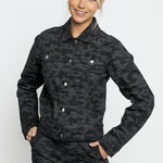 CAMO TRUCKER DENIM JACKET - BLACK - JMOJO - Women's Denim Jackets