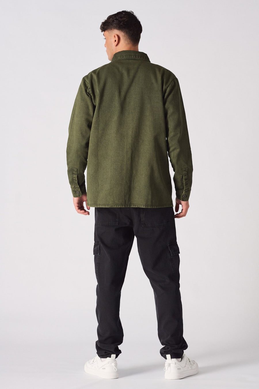CARGO DENIM SHIRT - GREEN ACID WASH - JMOJO - Men's cargo denim shirts