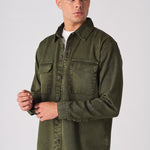 CARGO DENIM SHIRT - GREEN ACID WASH - JMOJO - Men's cargo denim shirts
