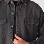 CARGO DENIM SHIRT - GREY ACID WASH - JMOJO - Men's cargo denim shirts