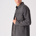 CARGO DENIM SHIRT - GREY ACID WASH - JMOJO - Men's cargo denim shirts