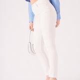 Ceci High Rise Cotton Denim Skinny Jeans - White - JMOJO - Women's Skinny Jeans