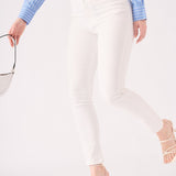 Ceci High Rise Cotton Denim Skinny Jeans - White - JMOJO - Women's Skinny Jeans