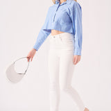 Ceci High Rise Cotton Denim Skinny Jeans - White - JMOJO - Women's Skinny Jeans