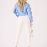 Ceci High Rise Cotton Denim Skinny Jeans - White - JMOJO - Women's Skinny Jeans