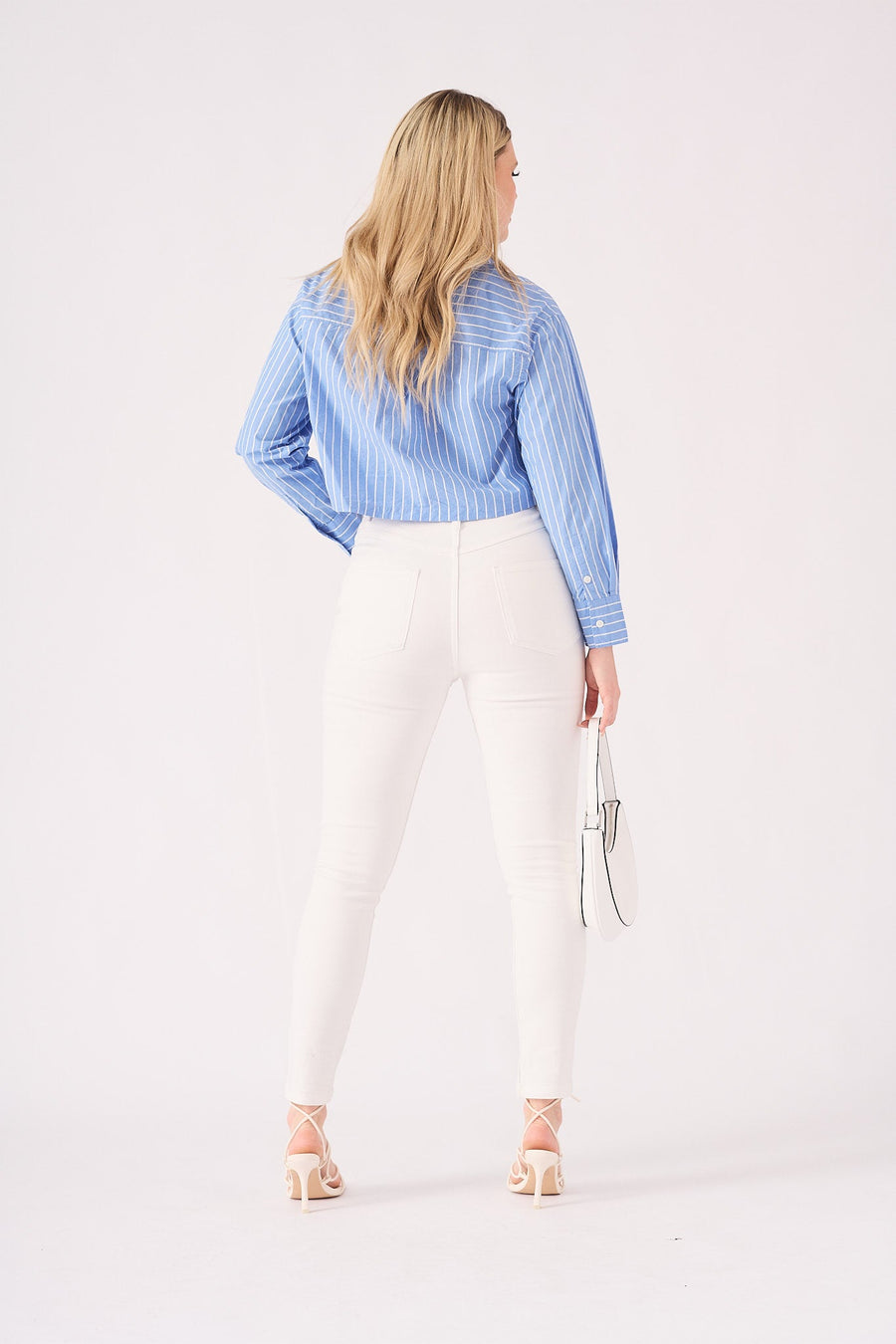 Ceci High Rise Cotton Denim Skinny Jeans - White - JMOJO - Women's Skinny Jeans