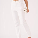 Ceci High Waisted Relaxed Straight Leg Jeans - White - JMOJO - Women's Straight Leg Jeans