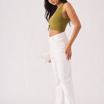 Ceci High Waisted Relaxed Straight Leg Jeans - White - JMOJO - Women's Straight Leg Jeans