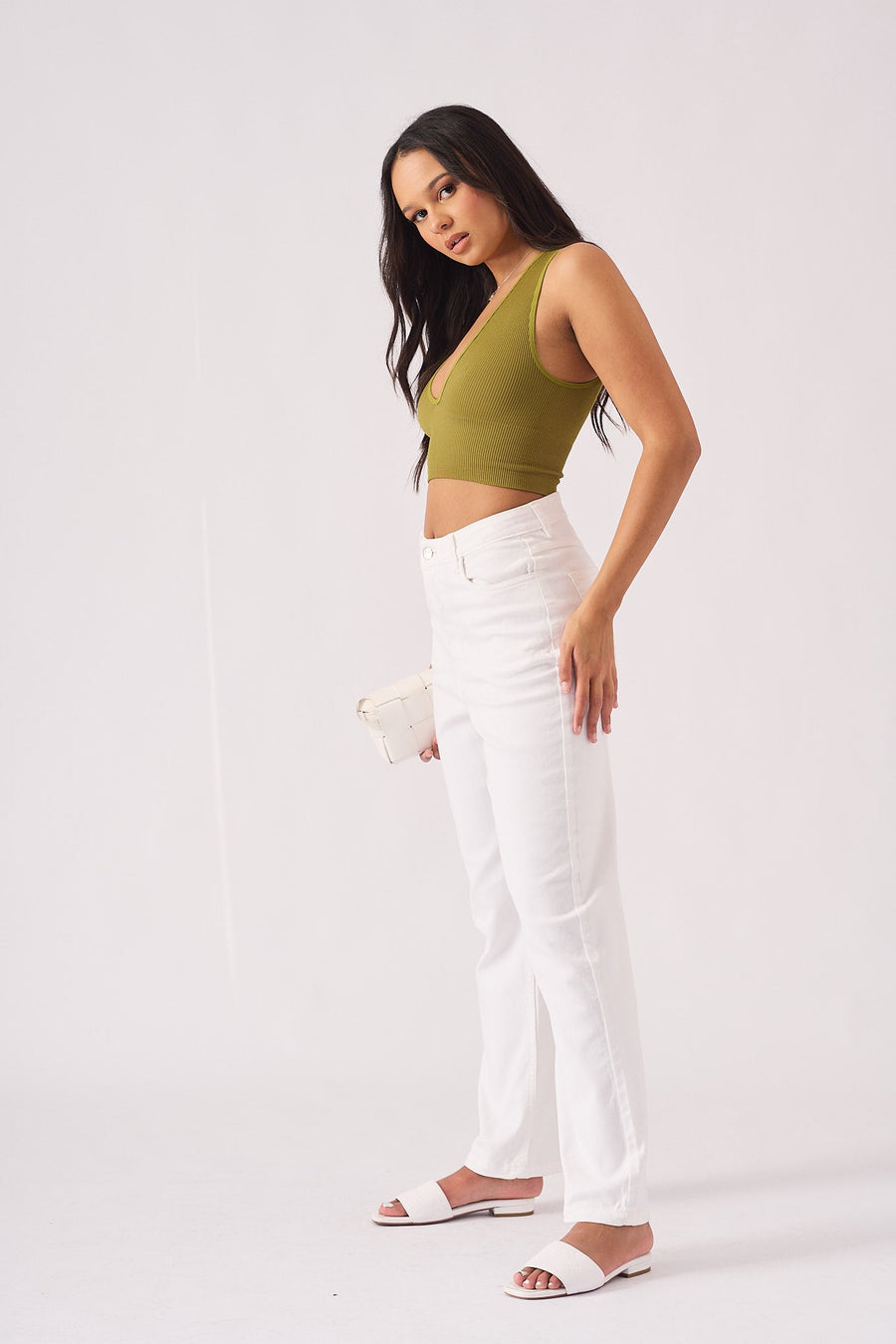 Ceci High Waisted Relaxed Straight Leg Jeans - White - JMOJO - Women's Straight Leg Jeans